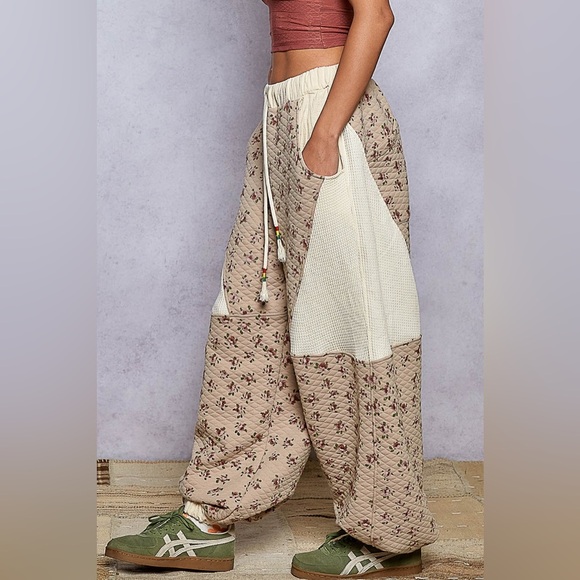 POL Pants - POL “ Sunstone Joggers “ Quilted Jogger Pants | Taupe & Oatmilk